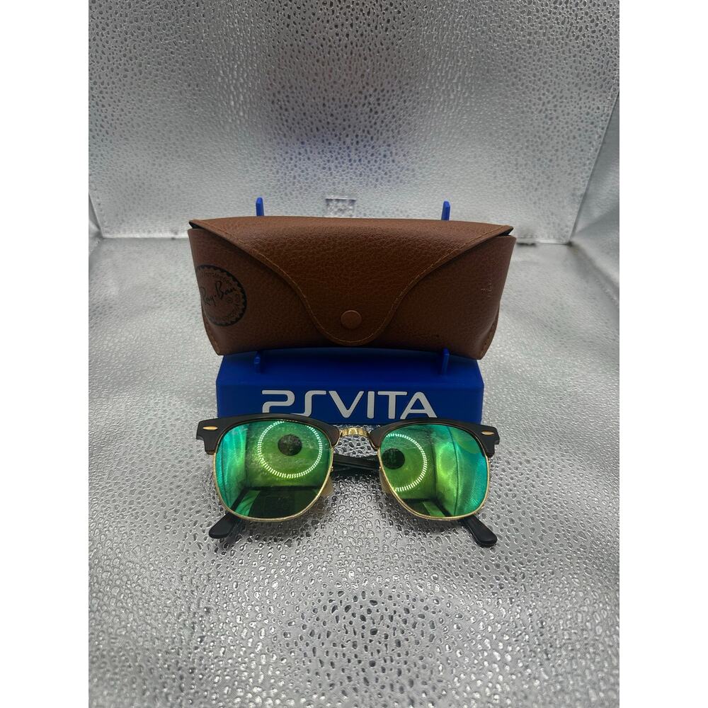 Ray-Ban Clubmaster RB3016 1145/19 Green Mirror Sunglasses 51-21 W/ Case